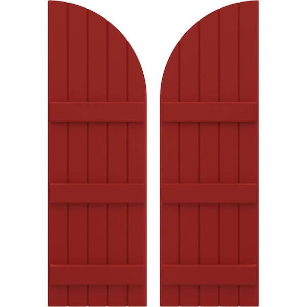 Ekena Millwork Americraft 5-Board (3 Batten) Wood Joined Board-n-Batten Shutters w/ Arch Top, ARW401BQ518X77BRH, PR ARW401BQ518X77BRH - main